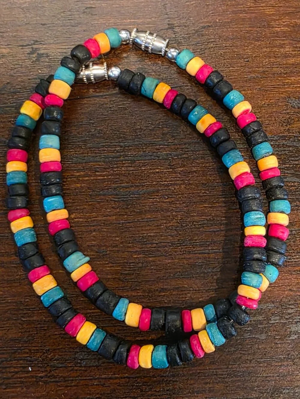 Rasta Reggae Wood Bead Bracelet Vibrant Colorful Tribal Summer Beach Style  x 2